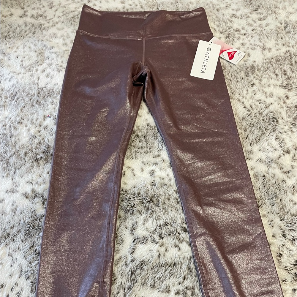 Athleta Elation Shimmer pink tights, Small, NWT